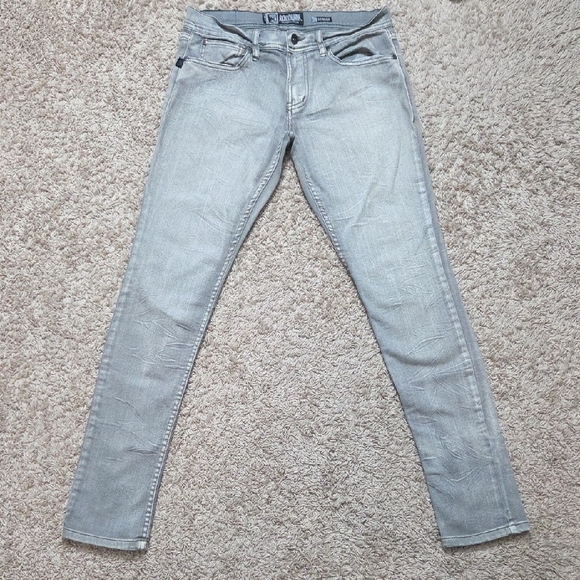 Denim - Social Collision Distressed Light Gray Women's Jeans, Stinger Fit, W30/L32
